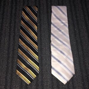 🛍️ Striped Black with Gold & Silver Tie & White and Blue & Silver Tie Set